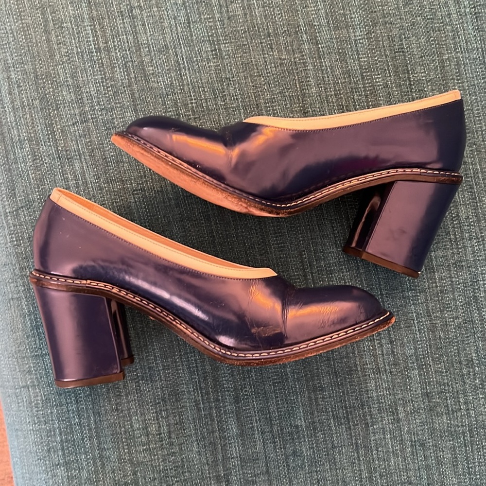 Dries Van Noten Blue/White leather pumps. Size 39.5 - Picture 4 of 7